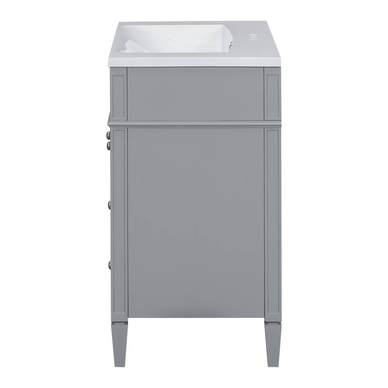 GDFStudio - Montvale Modern Freestanding Bathroom Vanity Set with Mirror Cabinet, Resin Sink & a Tip-out Drawer - 30'W