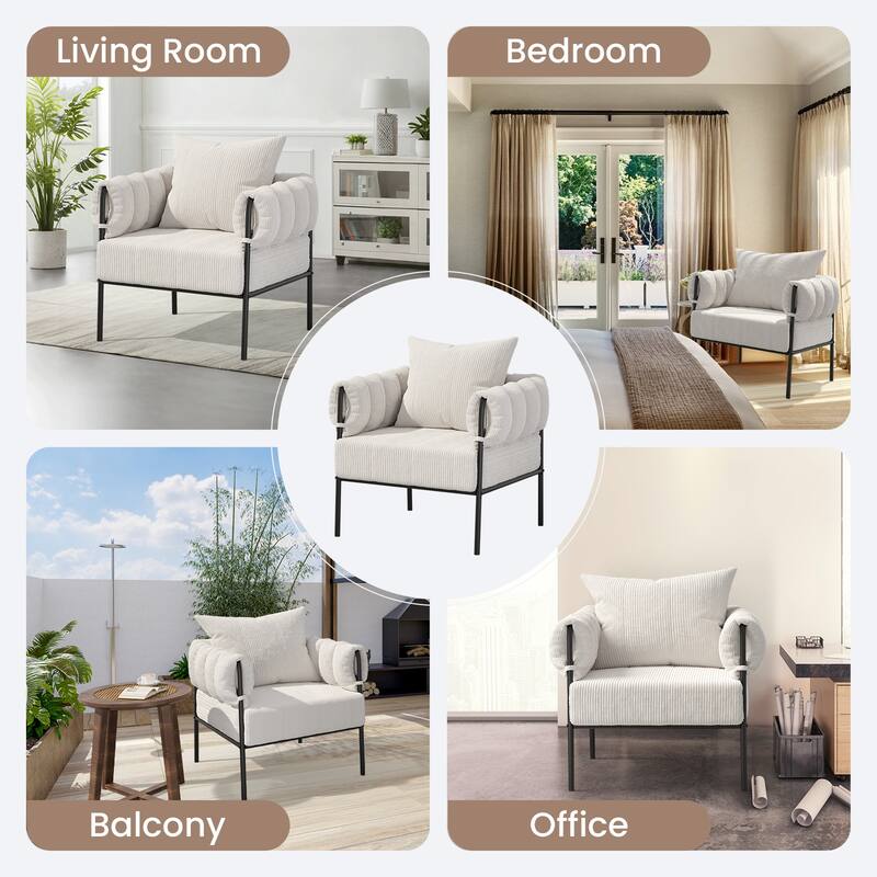 Accent Chair with Pillow, Modern Living Room Chairs