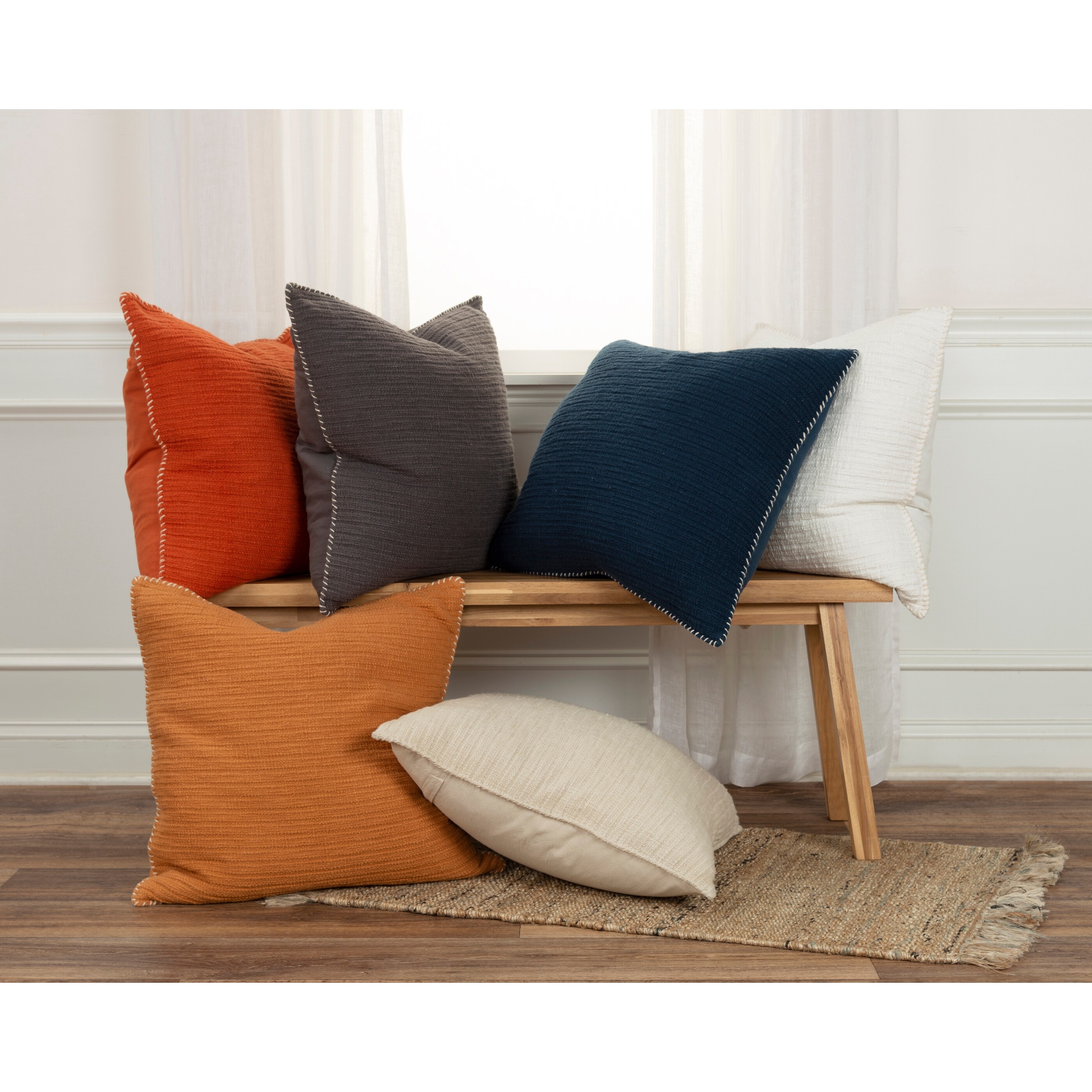 Rizzy Home Textured Stripe Woven Solid Throw Pillow Cover - Picture 7 of 28