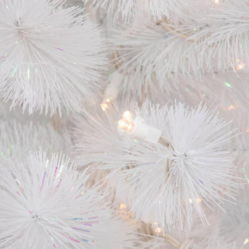 3' White Alaskan Pine Artificial Christmas Tree, Warm White LED Lights - 3 Foot