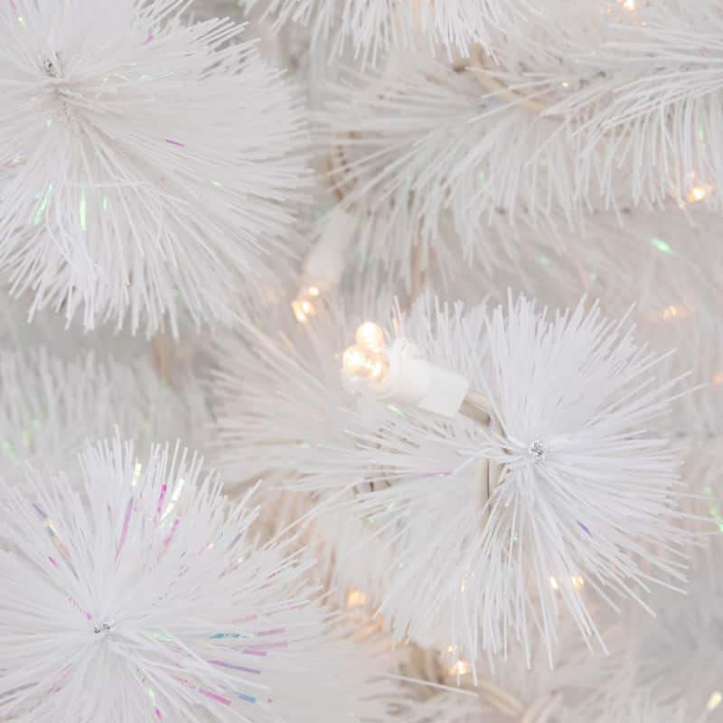 Pre-Lit White Alaskan Pine Artificial Christmas Tree Warm White LED Lights