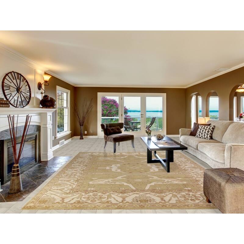 Oushak Indian Area Rug Handmade Transitional Wool Carpet - 9'0" x 11'10"