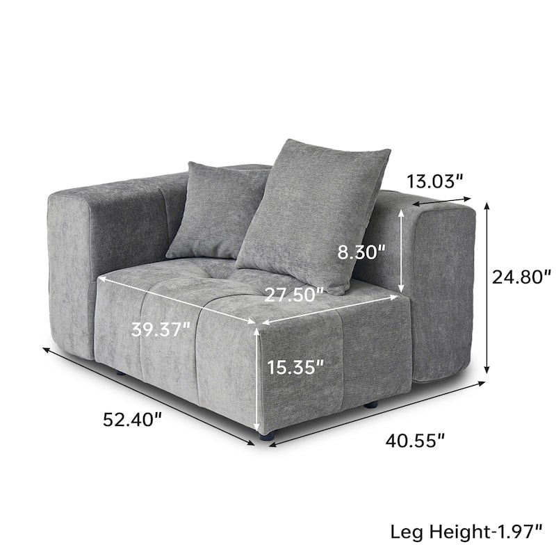 4-Seater Linen Upholstered Cloud Couch Modular Sectional Sofa for Living Room and Bedroom
