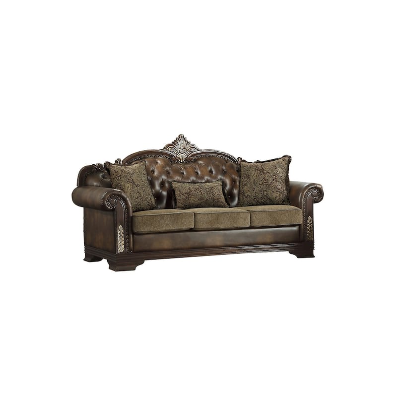 Nanette Dark-Cherry Wood Living Room Set