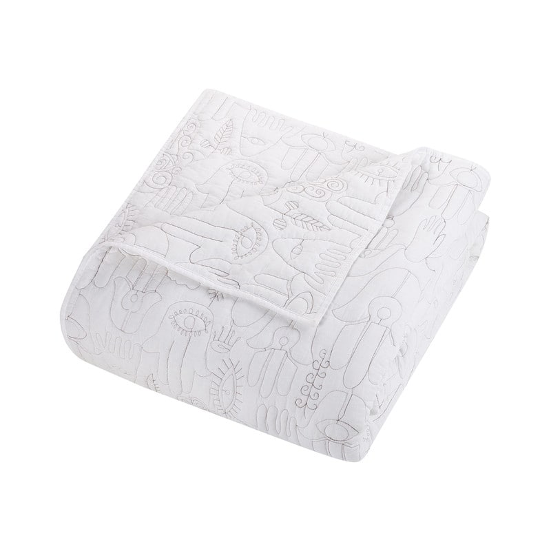 Hamsa Cloud White 3-Piece Quilt Set by Jungalow