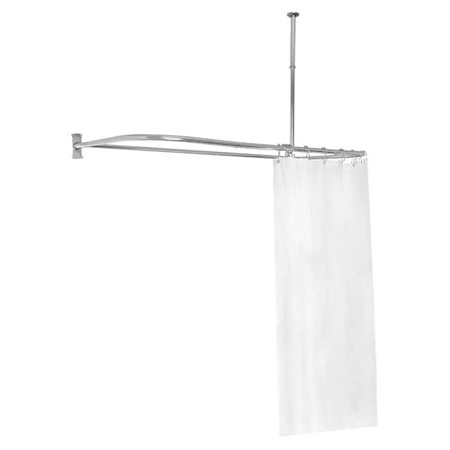 Utopia Alley Rustproof Aluminum D-shape Shower Rod With Ceiling Support for Freestanding Tubs, 60 Inch Large Size by 25 Inch