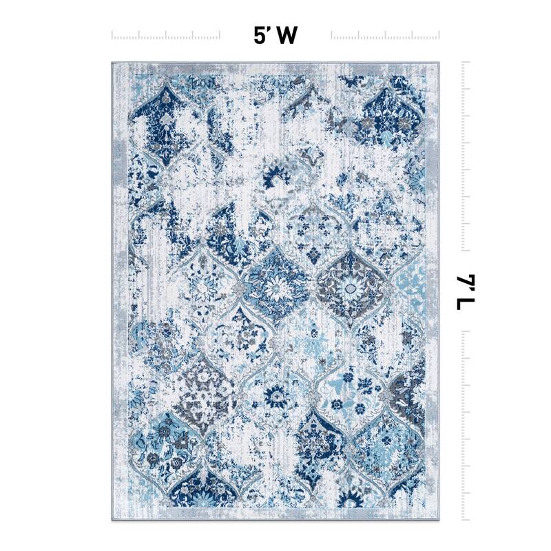 World Rug Gallery Trellis Bordered Moroccan Area Rug