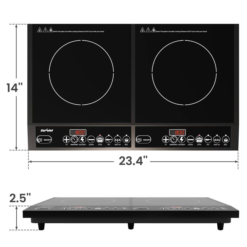 1000W+800W Electric Induction Cooktop with 2 Burner