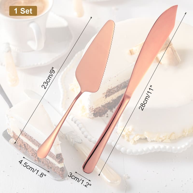 Wedding Cake Knife and Server Set, Cake Cutting Set 11/9 Inch - Pink