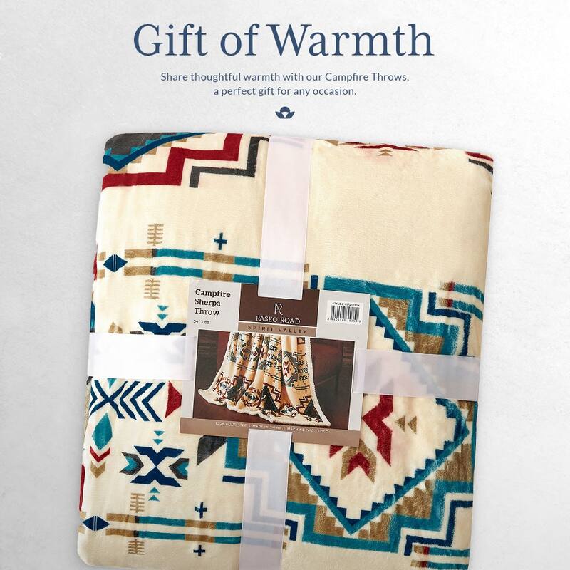 Indigo Hill by HiEnd Accents Campfire Sherpa Fleece Throw, 1PC or 3PC