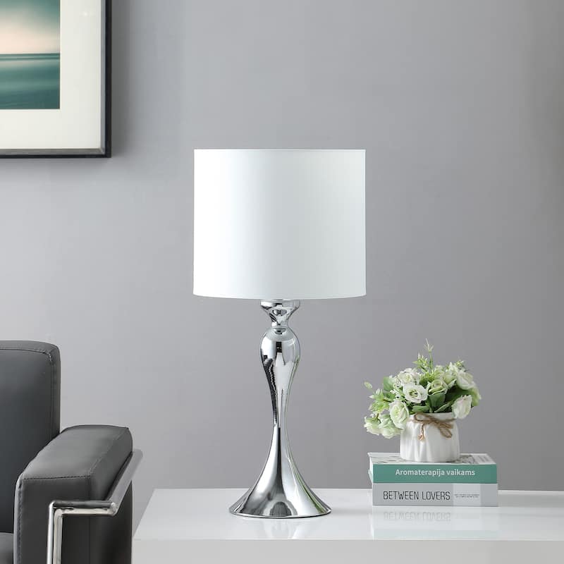 Bailey Silver Chrome Modern Candlestick Table Lamp - Chrome