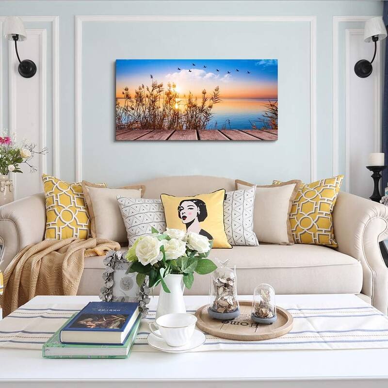 Wall Art Decor Blue ocean waves sun seaview Poster painting