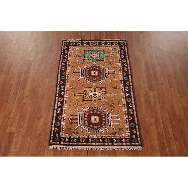 Geometric Kazak Accent Rug Handmade Traditional Wool Carpet - 3'0"x 5'0"