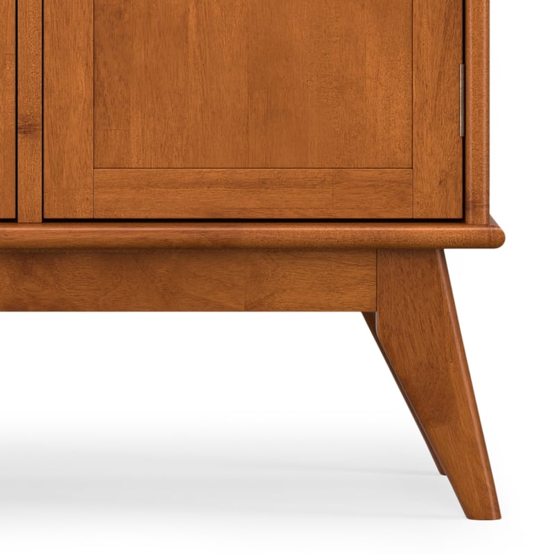 WYNDENHALL Tierney SOLID HARDWOOD 66 inch Wide Rectangle Modern 4 Door Sideboard Buffet in Teak Brown - 17" D x 66" W x 36" H