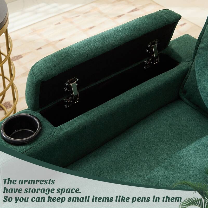 Compact 3-Seat Sofa with Storage Ottoman, L-Shaped Couch with Stool