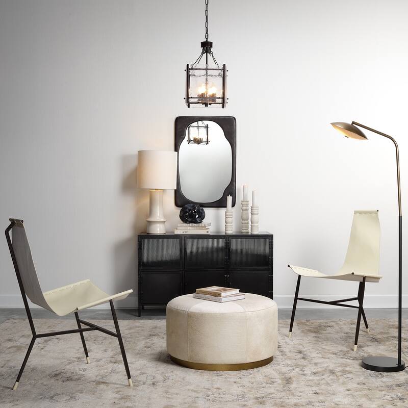 Jamie Young Glenn Small Square Metal 4-Light Chandelier