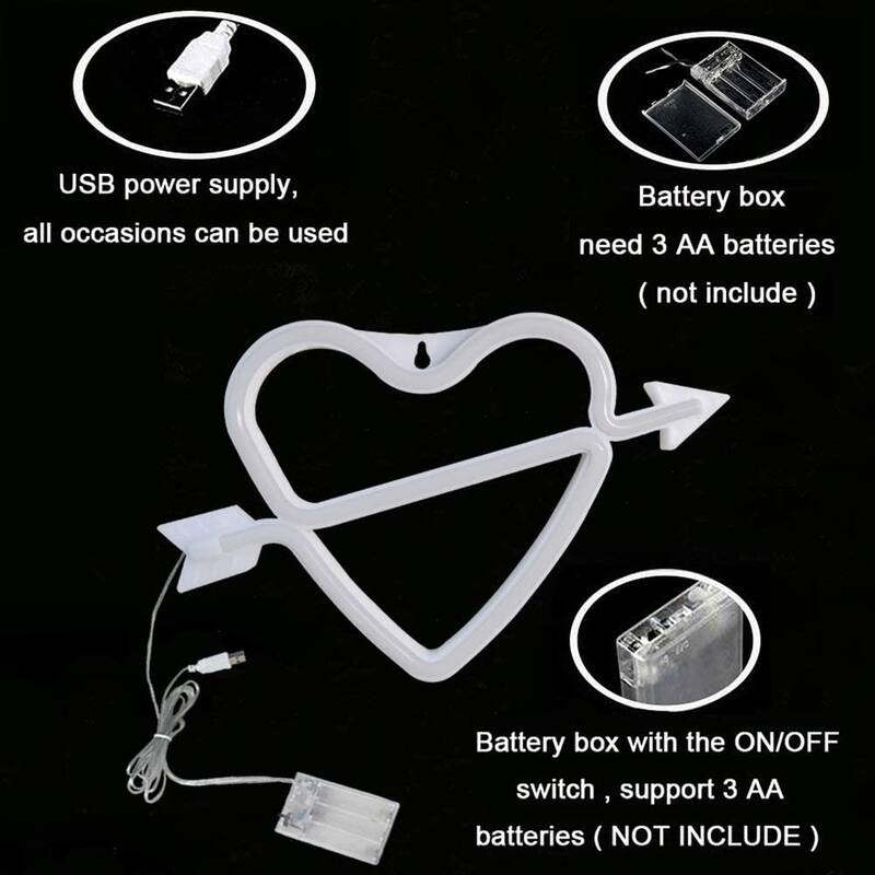 Neon Heart Sign The Arrow of Love Led Neon Lights up Sign - Standard