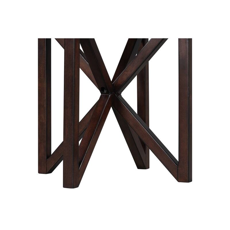 Roomfitters Modern Round Tempered Glass Coffee Table with Solid Wood Base, Transparent Top for Living Room or Study