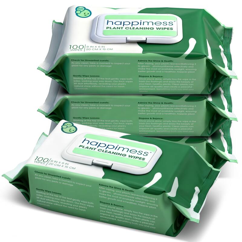 happimess, Essential Oil Plant Cleaning Wipes Remove Dust and Restore Leaf Shine - Set of 4