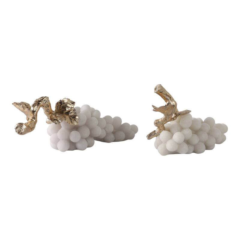 Polyresin Decorative Object Grape Branches (Set of 2) - 7/6" White - 14.25" x 5" x 6"