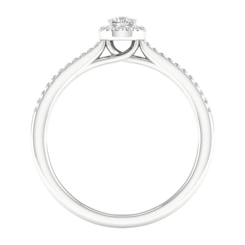 1/3ct TDW Pear Diamond Halo Engagement Ring in 10k Gold for Women