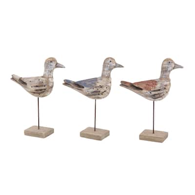 Wood Bird Decorative Sculpture - Set of 3 Brown - Roche River Decor