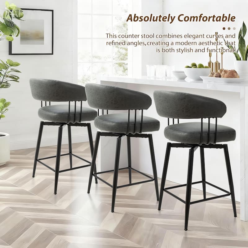 Glitzhome Set of 4 PU Leather Upholstered Swivel Counter or Bar Stools Pub/ Bar Chairs