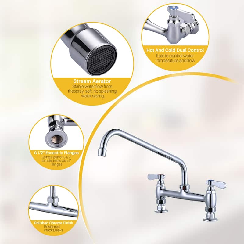 WOWOW Minimalist Bridge-Style Desk-Mounted Dual-Handle Faucet