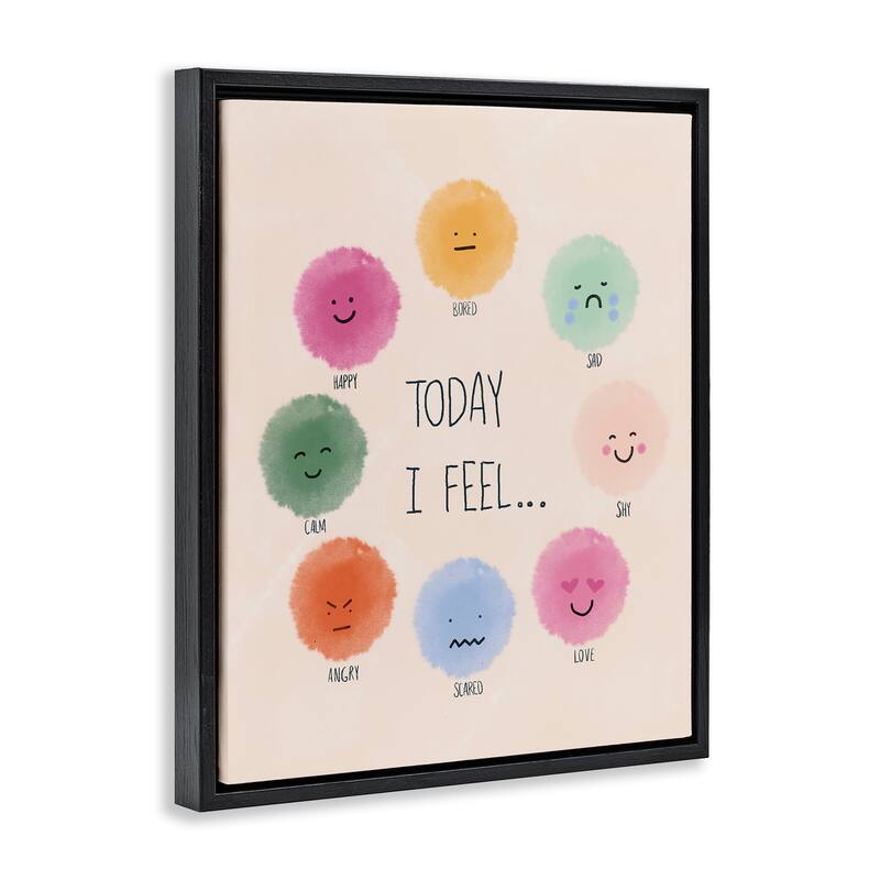 Stupell Educational Wheel of Emotions Framed Floater Canvas Wall Art Design By Chen Alyesh