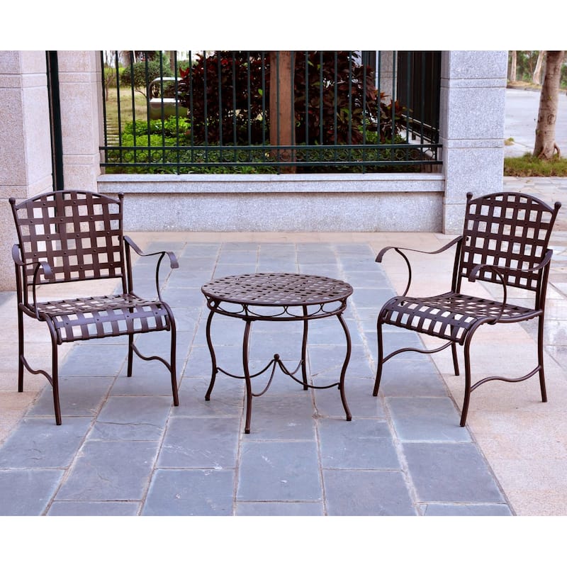 Santa Fe Nailhead 3-piece Iron Bistro Set - Rustic Brown