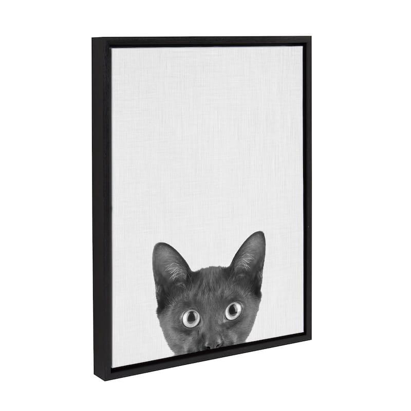 Kate and Laurel Sylvie Black Kitten Framed Canvas by Simon Te of Tai Prints