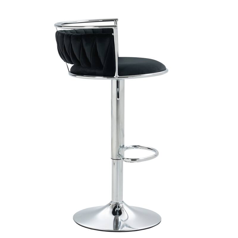 Modern Velvet Adjustable Swivel Bar Stools Set of 2