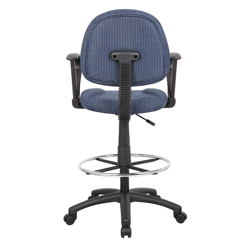 Boss Adjustable Black Loop Arm Drafting Stool with Wheel Casters