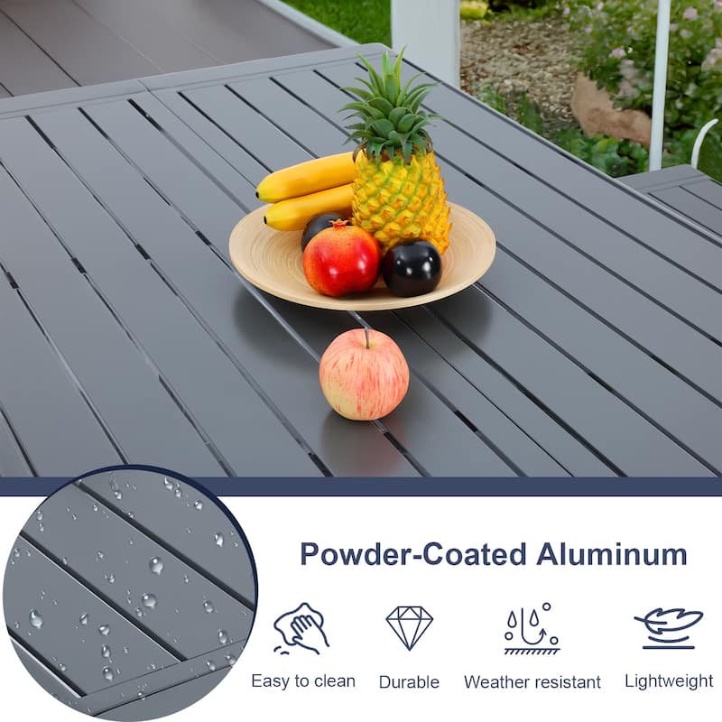 Aoodor 3-Piece Outdoor Patio Dining Set, Aluminum Furniture Set with 1 Rectangular Picnic Table and 2 Benches - N/A