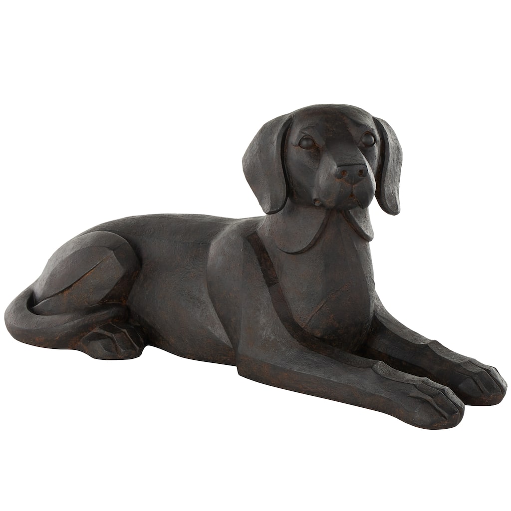 Black Resin Sitting Dog Decorative Sculpture with Copper Shadings - 14"W x 31"L x 14"H
