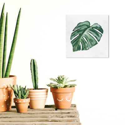 Wynwood Studio Prints Floral and Botanical Watercolor Leaf Green and Dark Green Tropical Wall Art Canvas Print