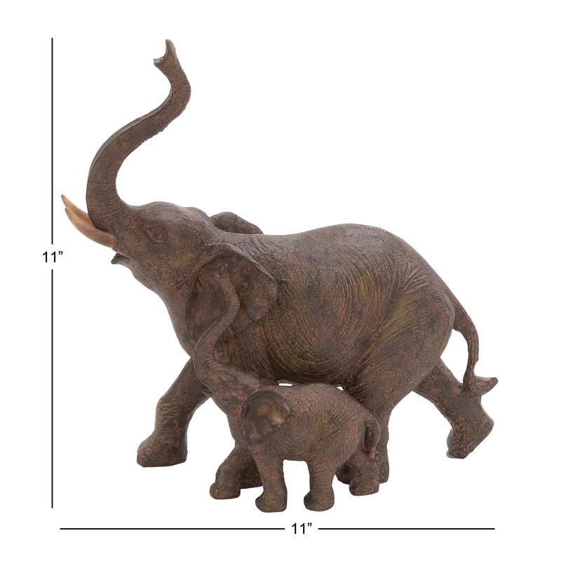 Brown Polystone Elephant Decorative Sculpture