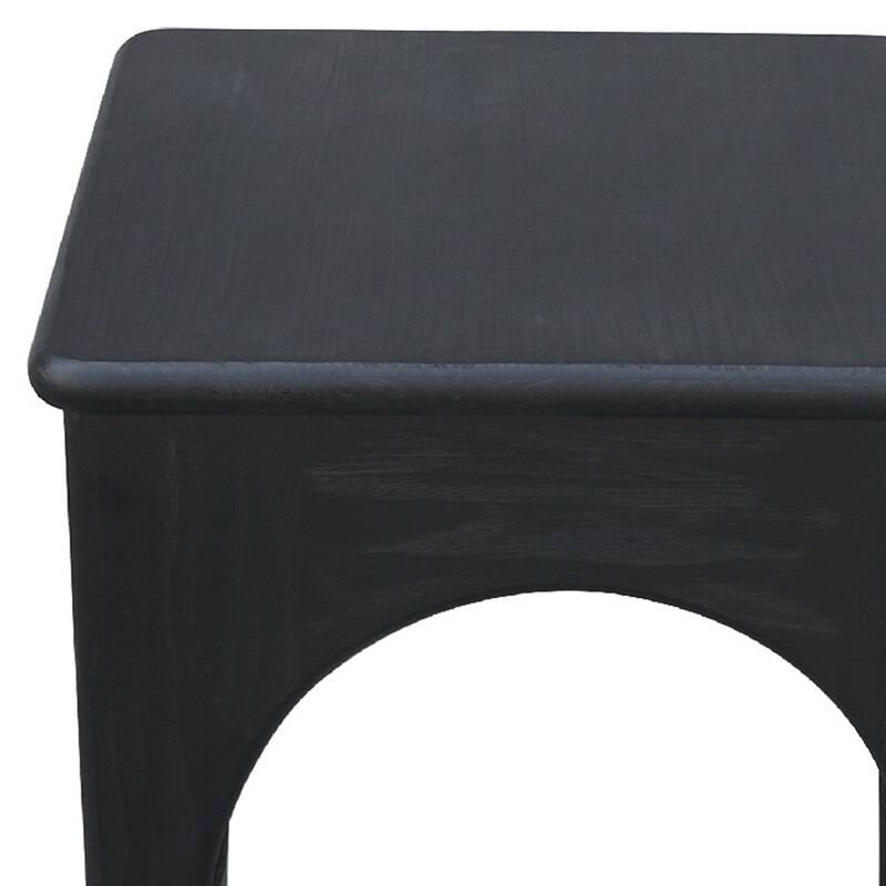 Areo Side End Table, 22 Inch Square Top w Curved Legs, Matte Black