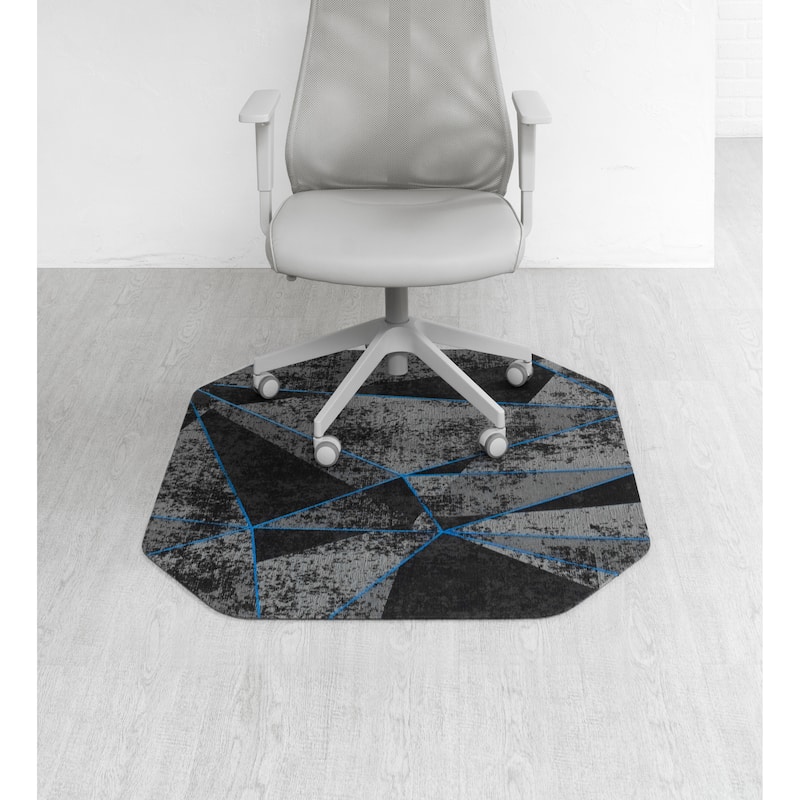 Jani Gaming Chair Mat - Anti-Slip Ergonomic Rug and Chairmat Combo for Home Office, Hard Floor Protector with Smooth Glide - Blue