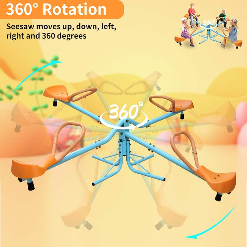 Outdoor Kids Spinning Seesaw Sit and Spin Teeter Totter Outdoor Playground Equipment Swivel Teeter Totter for Backyard
