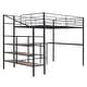 preview thumbnail 5 of 9, Full Size Metal Loft Bed with Desk and Lateral Storage Ladder for Home