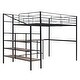 preview thumbnail 5 of 20, Roomfitters Full Size Metal Loft Bed with Desk, Lateral Storage Ladder, and Space-Saving Design for Kids, Black