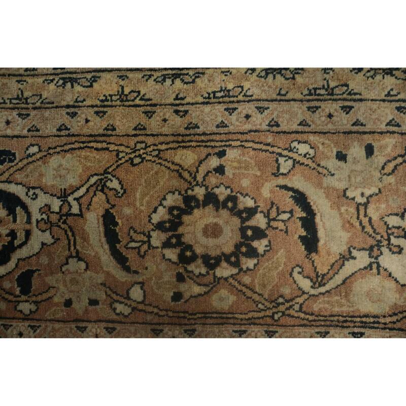 Hand Knotted Oriental 100% Wool Carpet Traditional Floral Navy Blue & Blues Tabriz (Haj Jalili) Area Rug - 12' 11'' X 9' 4''