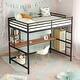 preview thumbnail 2 of 22, Full Metal Loft Bed with Desk and Shelve, Black, Modern Kids Loft Bed