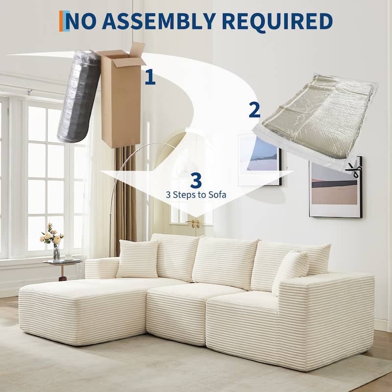 109'' Corduroy Modular Sectional Sofa with Chaise