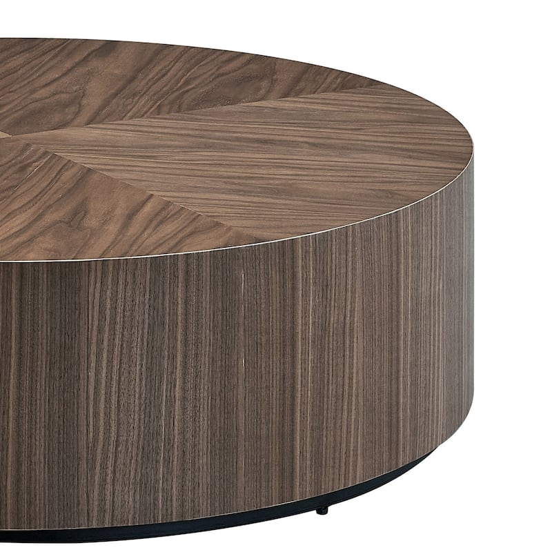 Round Tea & Coffee Table Walnut Drum Table Modern Center Table