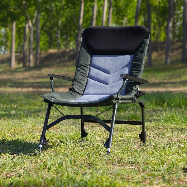 BABOOM Foldable Beach Chair Natural Wood Frame Stationary