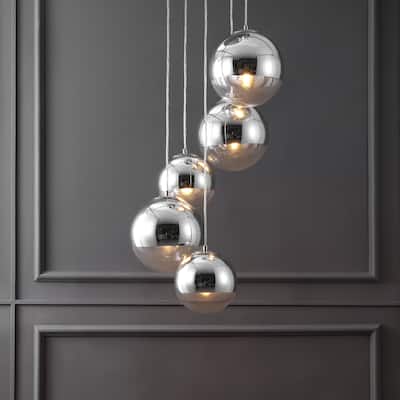 SAFAVIEH Couture Skylina Metal 5 Light Chandelier - 21"W x 21"D x 51"H