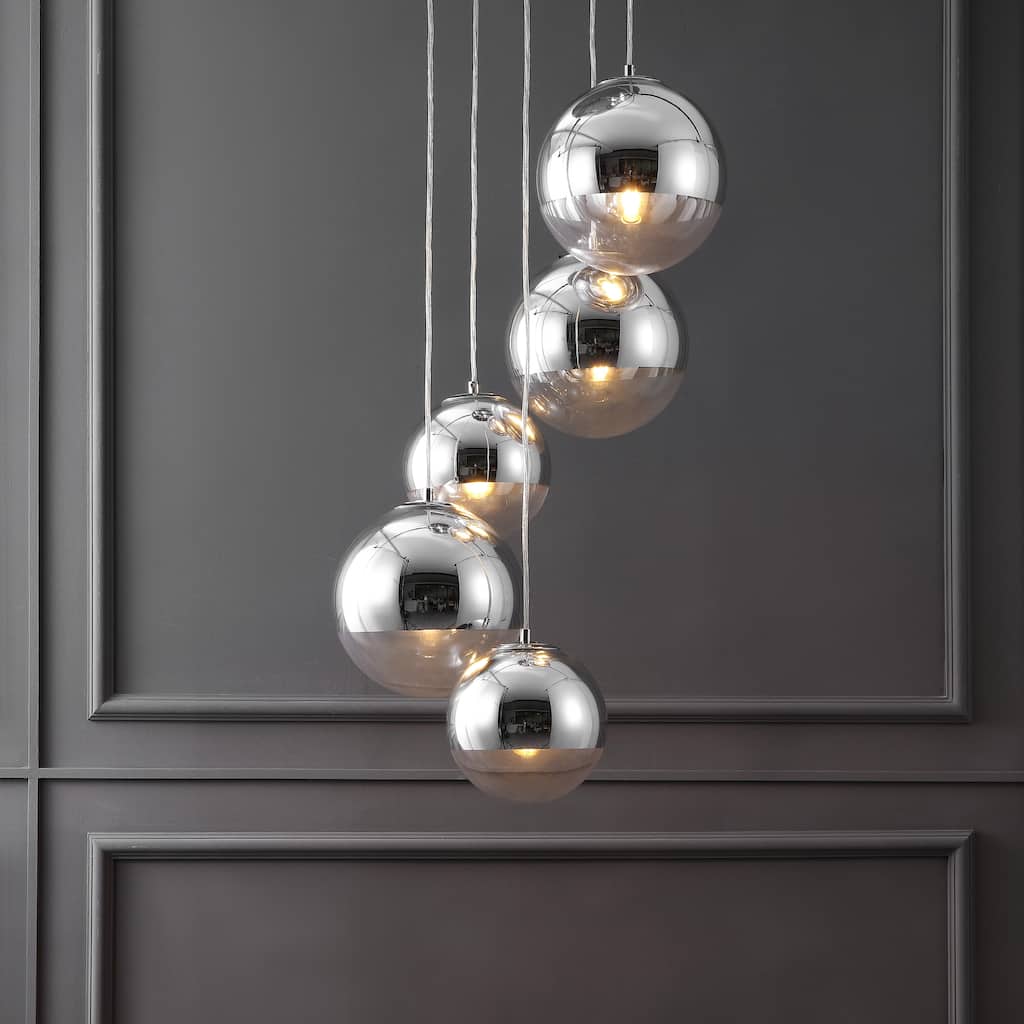 SAFAVIEH Couture Skylina Metal 5 Light Chandelier - 21"W x 21"D x 51"H