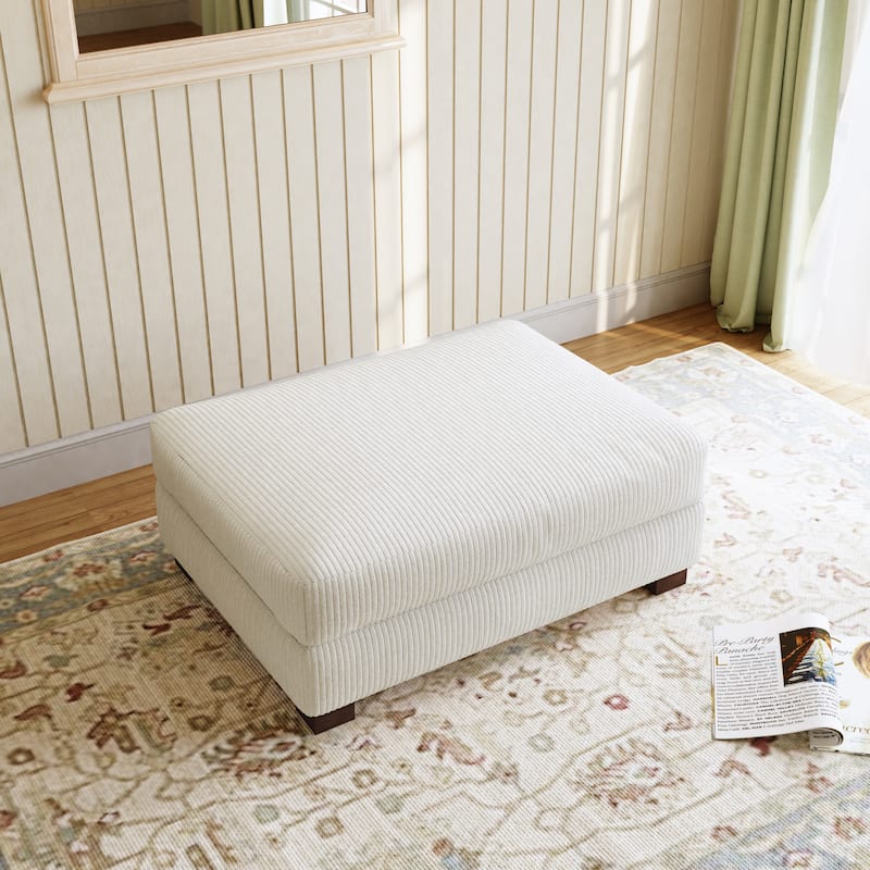 Modern Corduroy Fabric Oversized Accent Ottoman